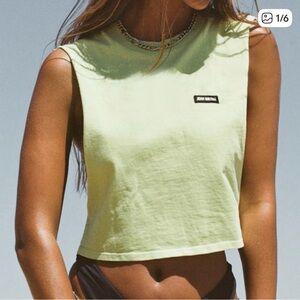 Joah Brown Mint Cutoff Boyfriend Tank